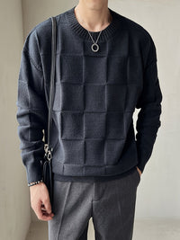Knitted Sweater with Round Neck and Stretch - Caleb