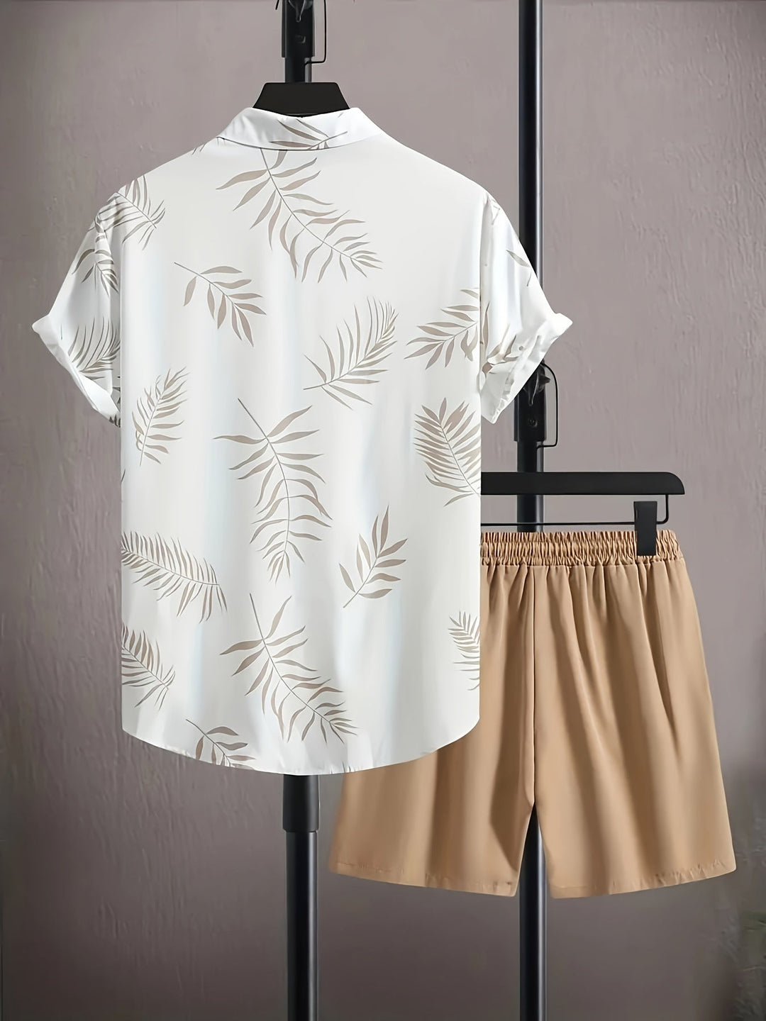 Two-Piece Men's Summer Set with Leaf Print - Kiano