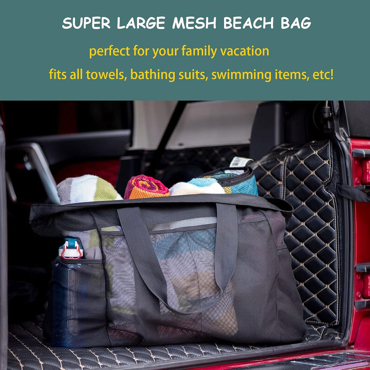 Extra Grote Mesh Strandtas met Rits – Zandvrije Draagtas