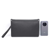 Heren Clutch van Echt Leer met Vingerafdrukslot – Zwart