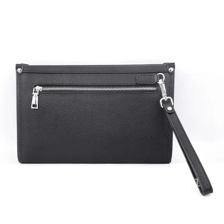 Heren Clutch van Echt Leer met Vingerafdrukslot – Zwart