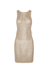 Beige Gebreide Doorschijnende Strandjurk met Luchtig Design – Kaïa