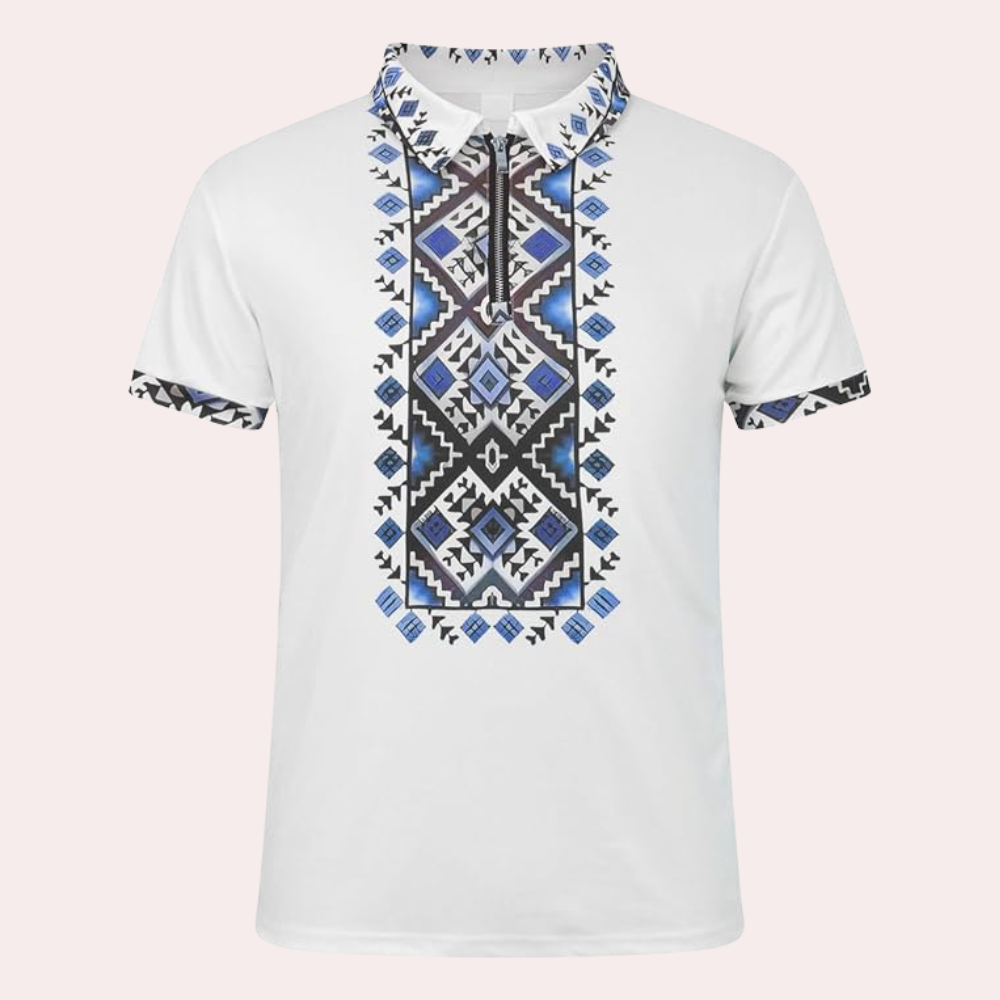 Printed White Polo for Men - Lucas