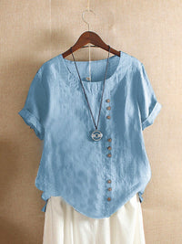 Effen T-Shirt met Korte Mouwen en Ronde Hals – Samantha