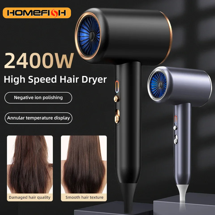 PROFESSIONAL HAIRDRYER 2400W WITH COLD AND WARM AIR - NEGATIVE IONS - POWERFUL HAIRDRYER FOR SALON RESULTS
