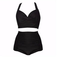 Black Bikini Set with Halter Top and High Waist – Alina