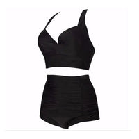 Black Bikini Set with Halter Top and High Waist – Alina