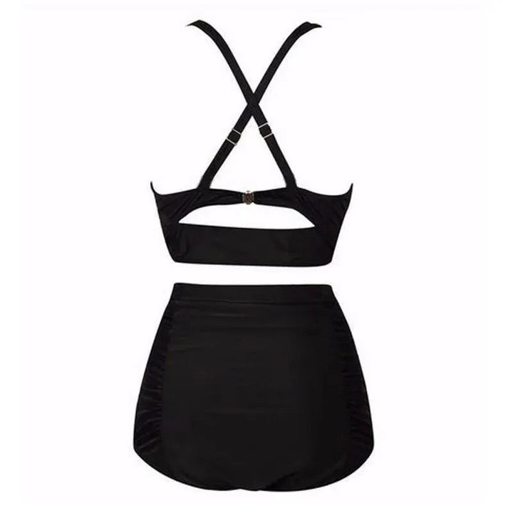 Black Bikini Set with Halter Top and High Waist – Alina