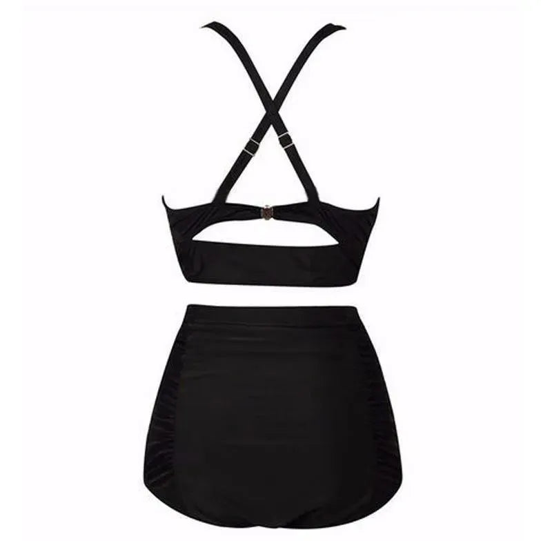 Black Bikini Set with Halter Top and High Waist – Alina