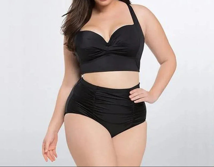 Black Bikini Set with Halter Top and High Waist – Alina