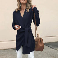 Knitted Women's Vest with Tie Belt – Elin