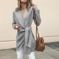 Knitted Women's Vest with Tie Belt – Elin
