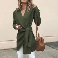 Knitted Women's Vest with Tie Belt – Elin