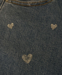Women's Stretch Jeans with Wide Legs and Heart Print - Amelie