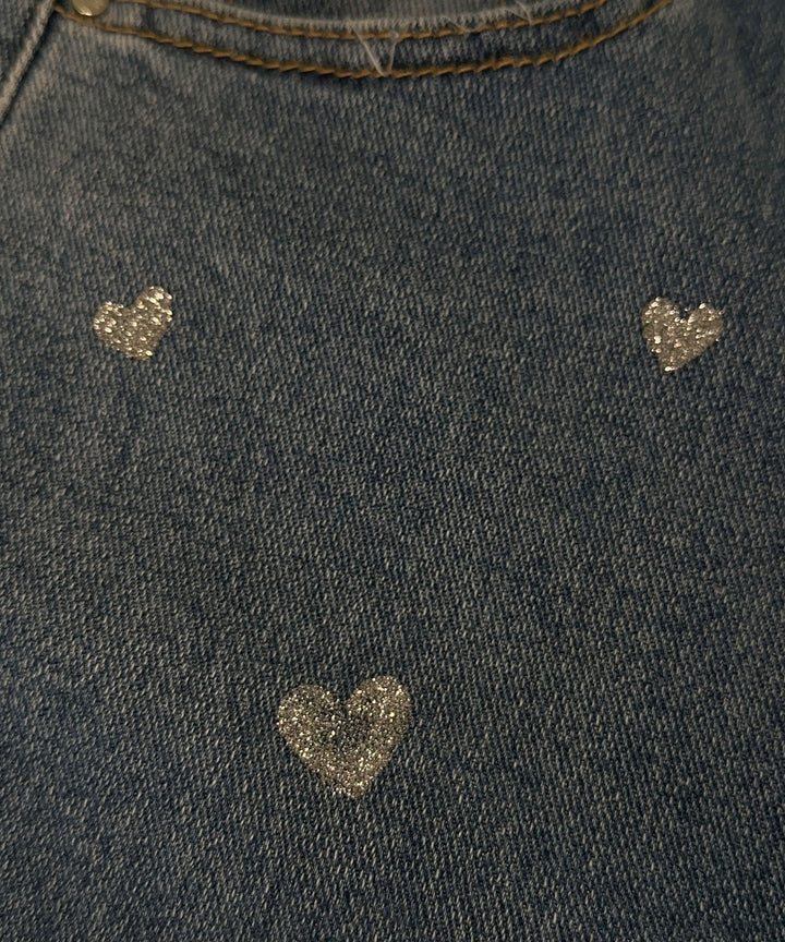Women's Stretch Jeans with Wide Legs and Heart Print - Amelie