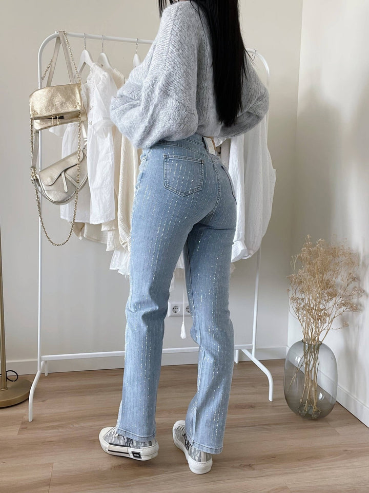 Women's Glitter Jeans for a Sparkling Look - Jade