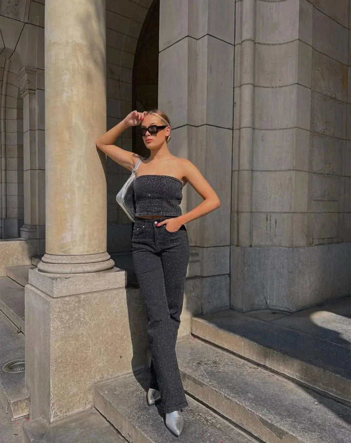 Women's Glitter Jeans for a Sparkling Look - Jade