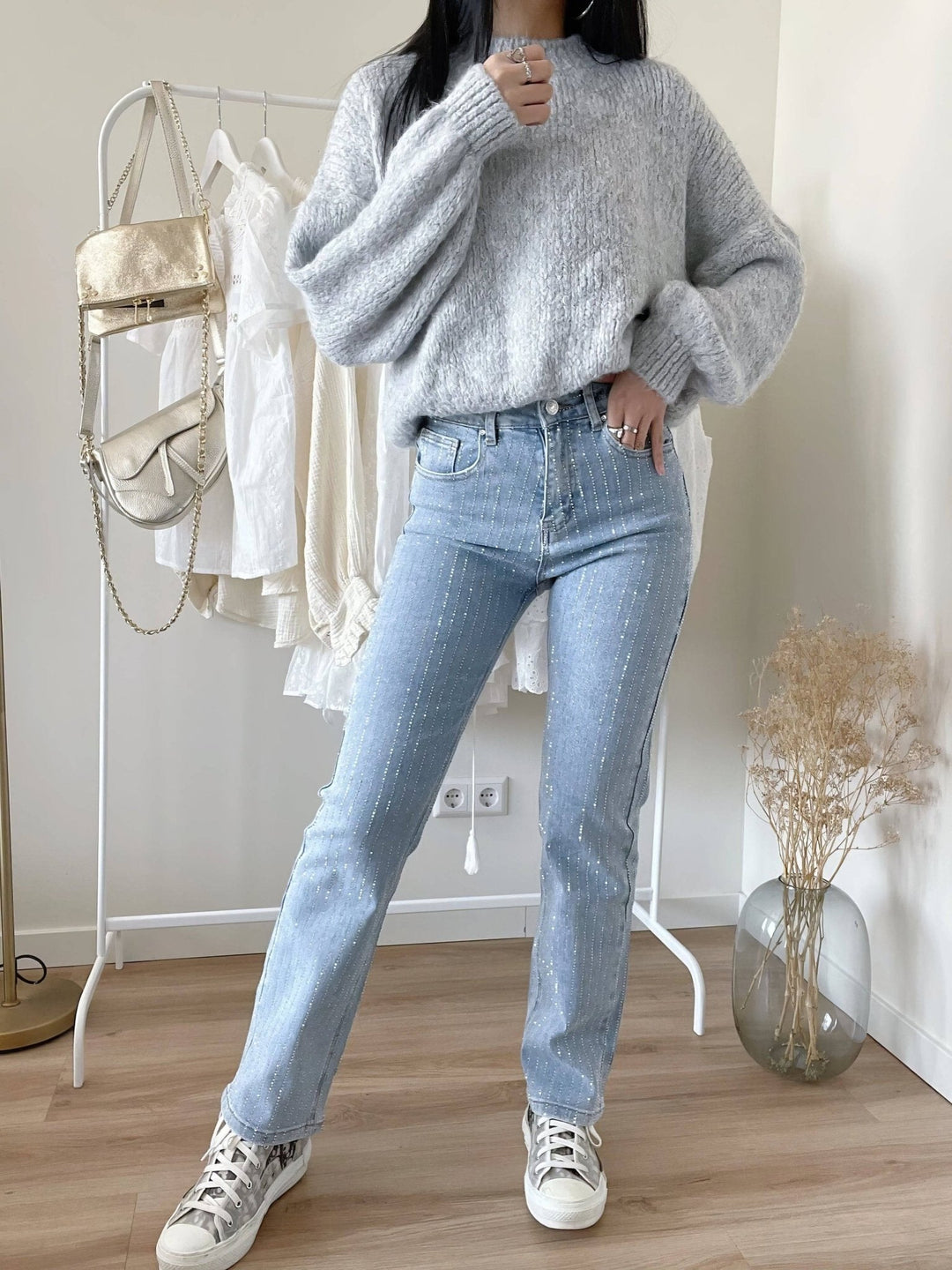 Women's Glitter Jeans for a Sparkling Look - Jade