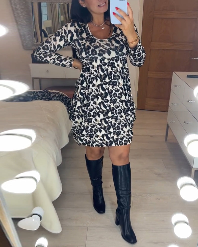 Autumn Dress with Leopard Print – Leona