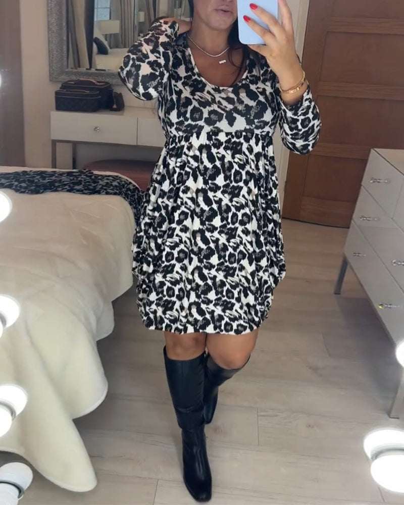 Autumn Dress with Leopard Print – Leona