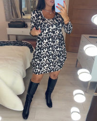 Autumn Dress with Leopard Print – Leona