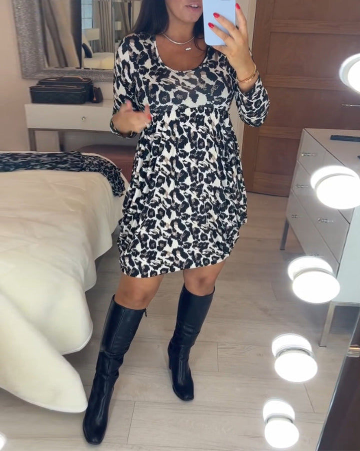 Autumn Dress with Leopard Print – Leona