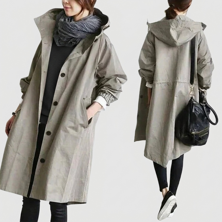 Oversized Waterproof Hooded Trench Coat 1