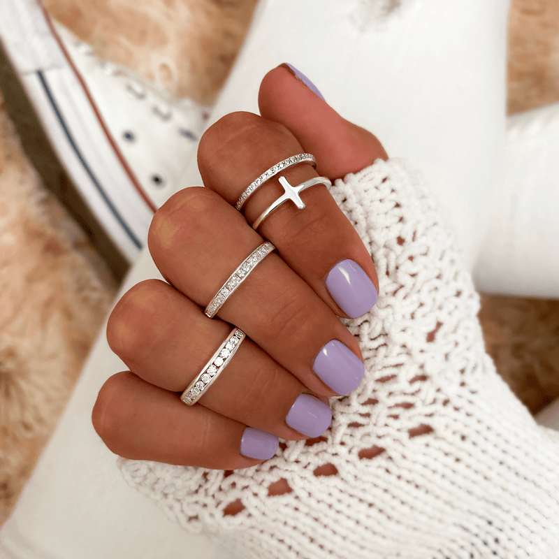 Stylish Double Cross Ring - Celeste