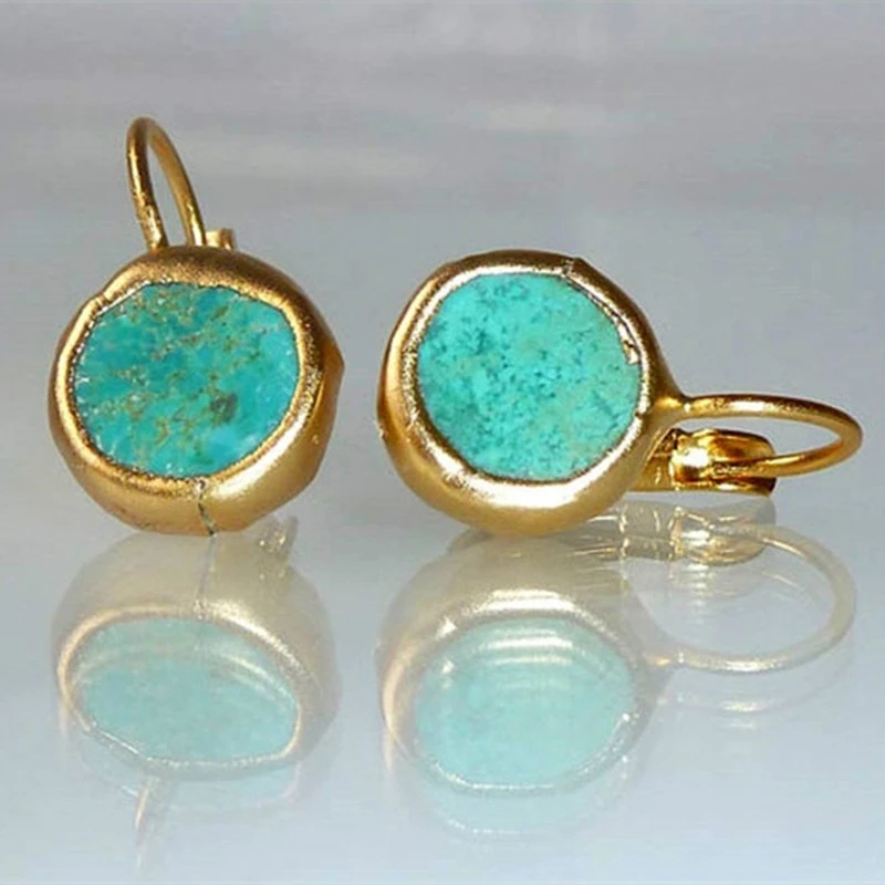 Gold Earrings with Turquoise Accents - Amaranta