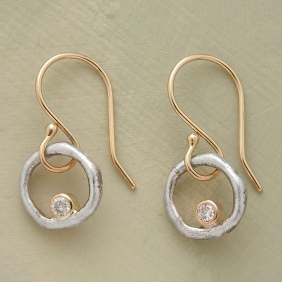 Vintage Gouden & Zilveren Zirkonia Oorbellen - Celeste