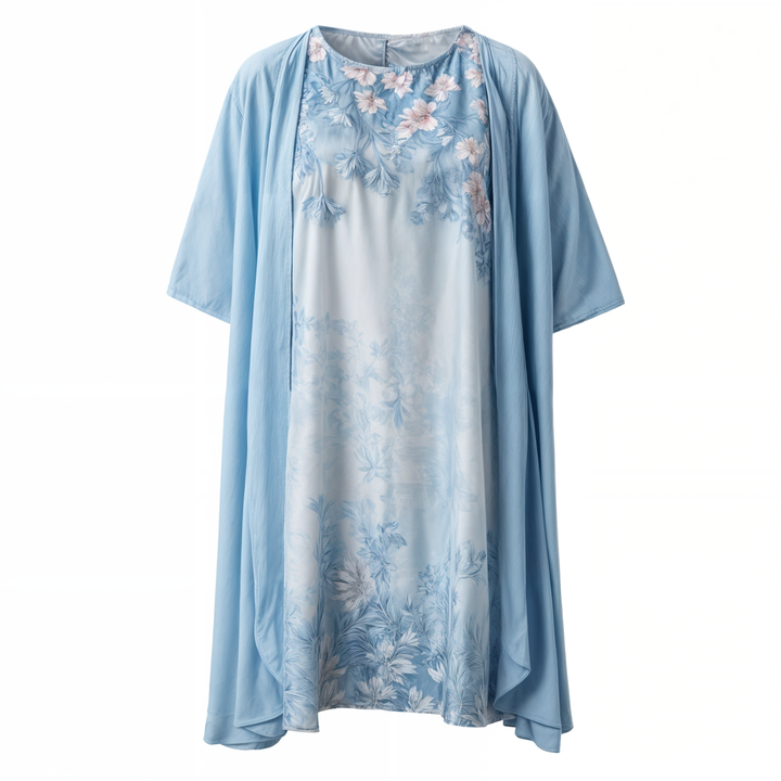 Stylish floral A-line dress with vest for women - Miray