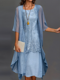 Stylish floral A-line dress with vest for women - Miray