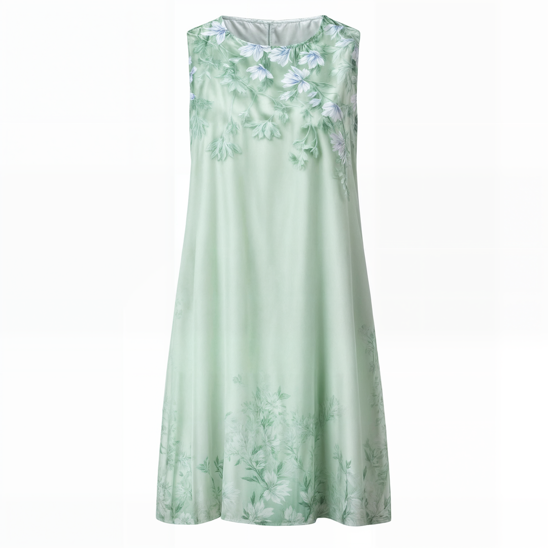Stylish floral A-line dress with vest for women - Miray