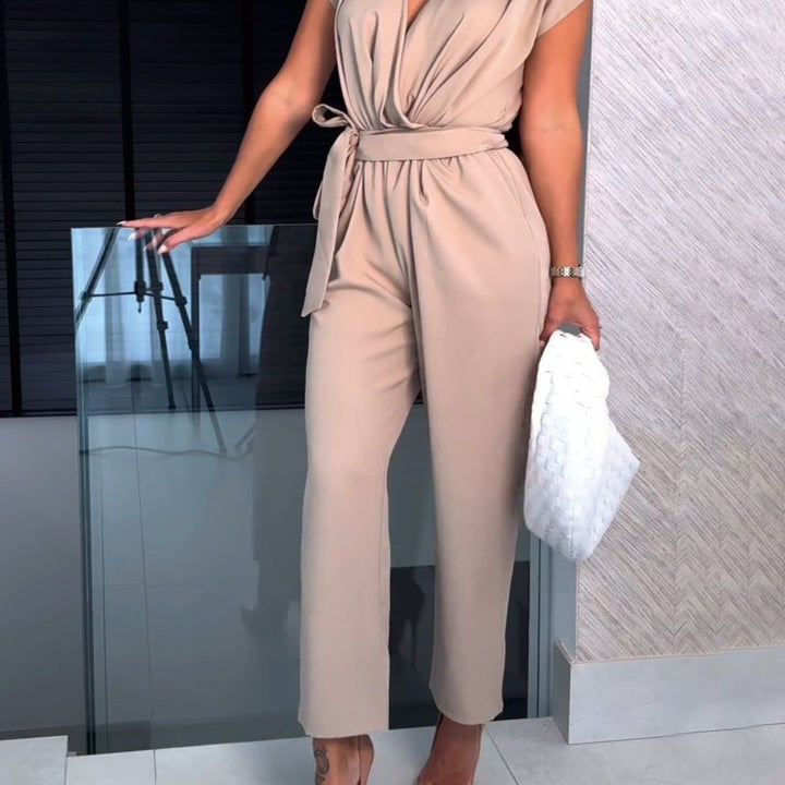 Trendy dames zomer jumpsuit met korte mouwen en taille accentuering – Alina