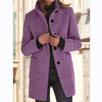 Classic Wool Women's Coat with Retro Button Closure - Amanda