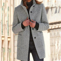 Classic Wool Women's Coat with Retro Button Closure - Amanda