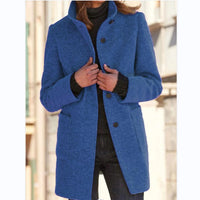 Classic Wool Women's Coat with Retro Button Closure - Amanda