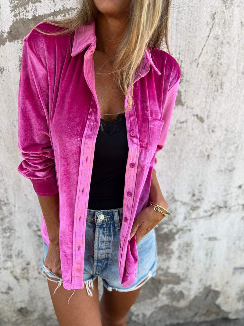 Trendy Fluwelen Blouse met Lange Mouwen - Clara