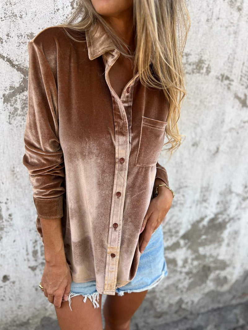 Trendy Fluwelen Blouse met Lange Mouwen - Clara