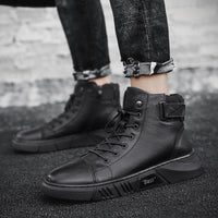 Black Handmade Leather Boots for Men - ShadowStep