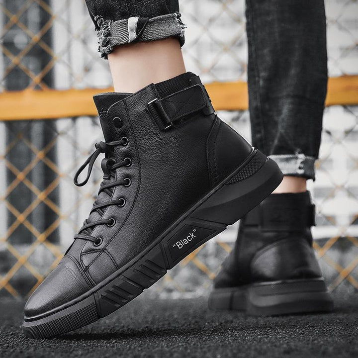 Black Handmade Leather Boots for Men - ShadowStep
