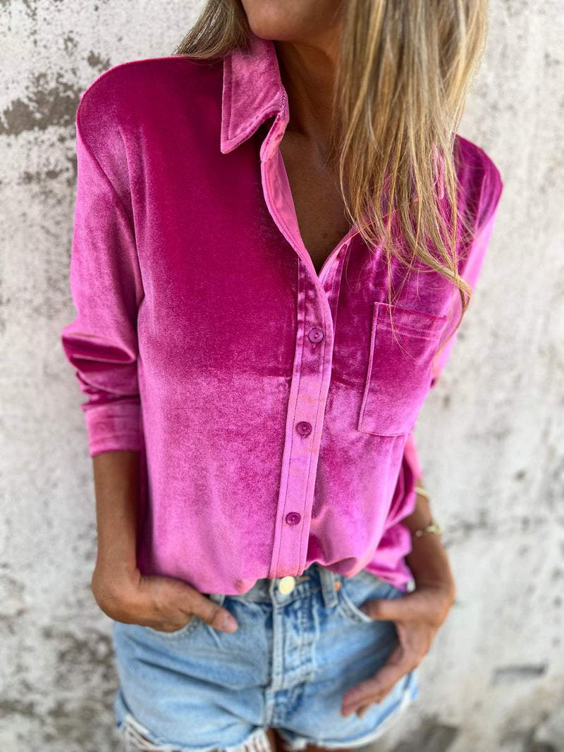 Trendy Fluwelen Blouse met Lange Mouwen - Clara