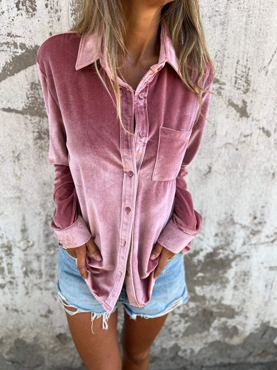 Trendy Fluwelen Blouse met Lange Mouwen - Clara