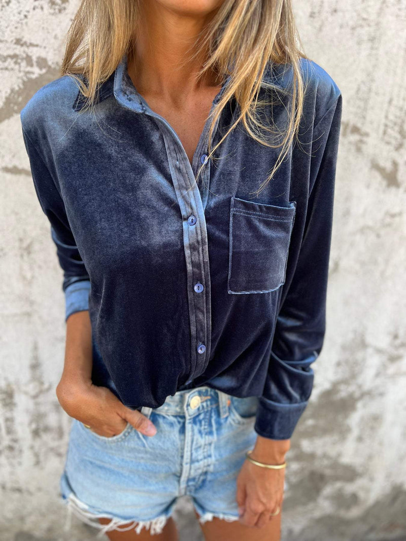 Trendy Fluwelen Blouse met Lange Mouwen - Clara