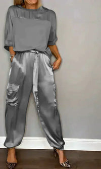 Stylish & airy women's satin jumpsuit for special occasions – Yasmina