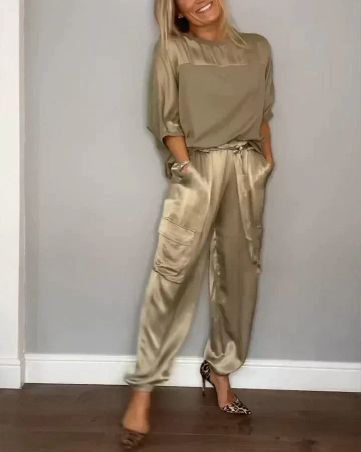 Stylish & airy women's satin jumpsuit for special occasions – Yasmina