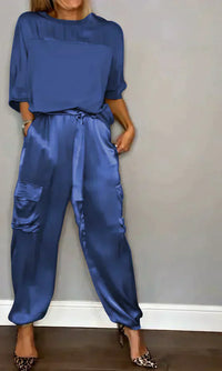 Stylish & airy women's satin jumpsuit for special occasions – Yasmina