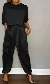 Stylish & airy women's satin jumpsuit for special occasions – Yasmina