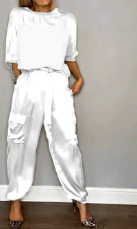 Stylish & airy women's satin jumpsuit for special occasions – Yasmina
