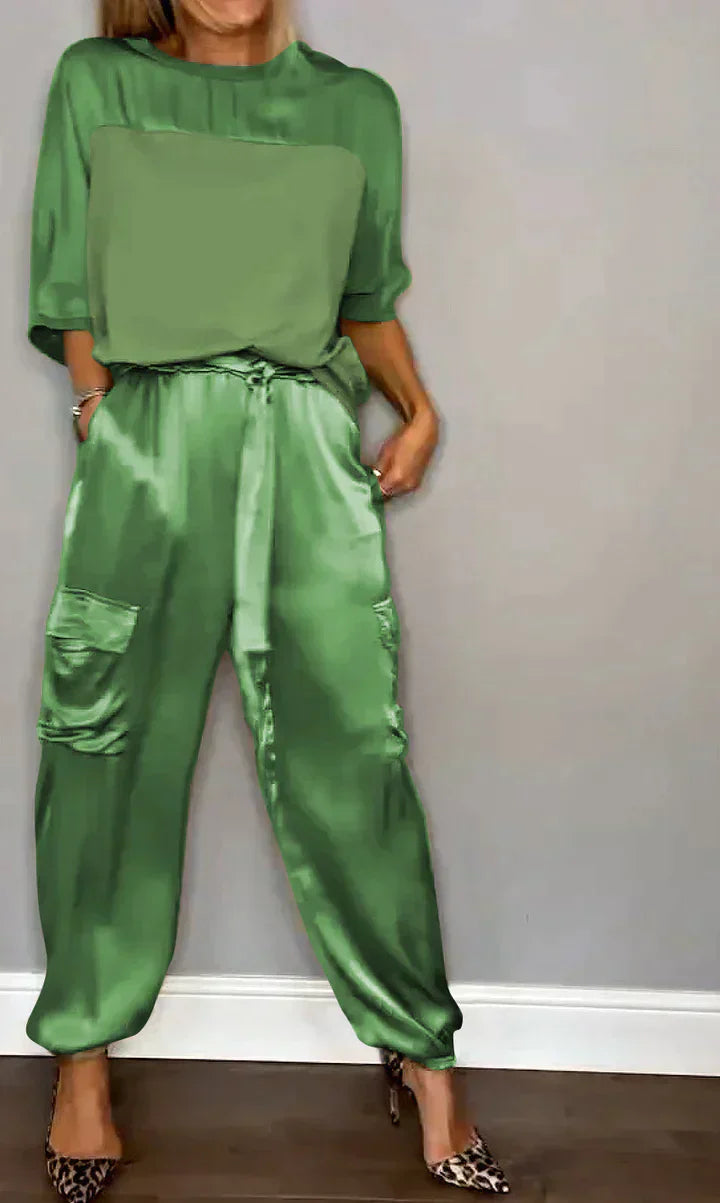 Stylish & airy women's satin jumpsuit for special occasions – Yasmina
